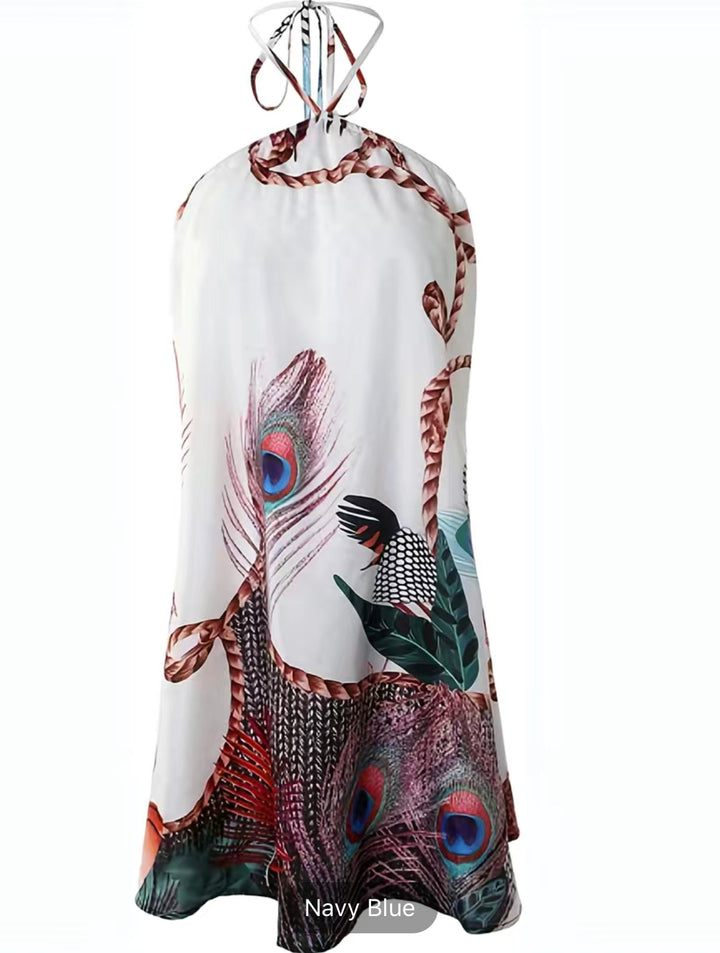 Peacock halter dress