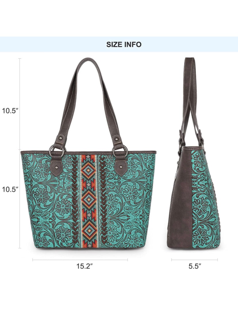 Montana West Western Tote Bag for Women Concealed Carry Shoulder Handbag Tooling Purse with Wallet
