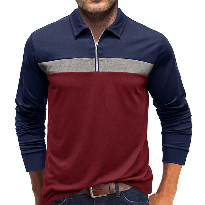 Autumn And Winter Men's Lapel Color Matching Polo Shirt