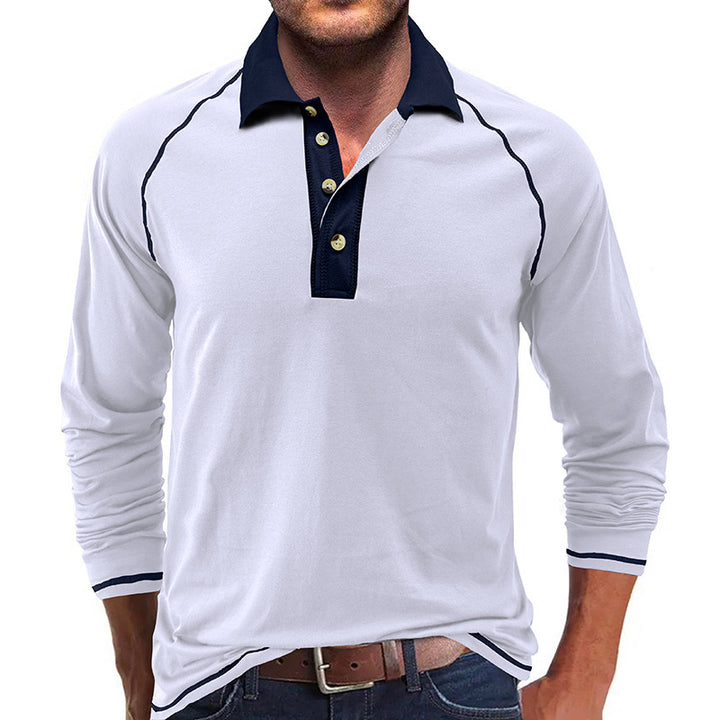 European And American Style Men's Clothing Long Sleeve Lapel Henry T-shirt