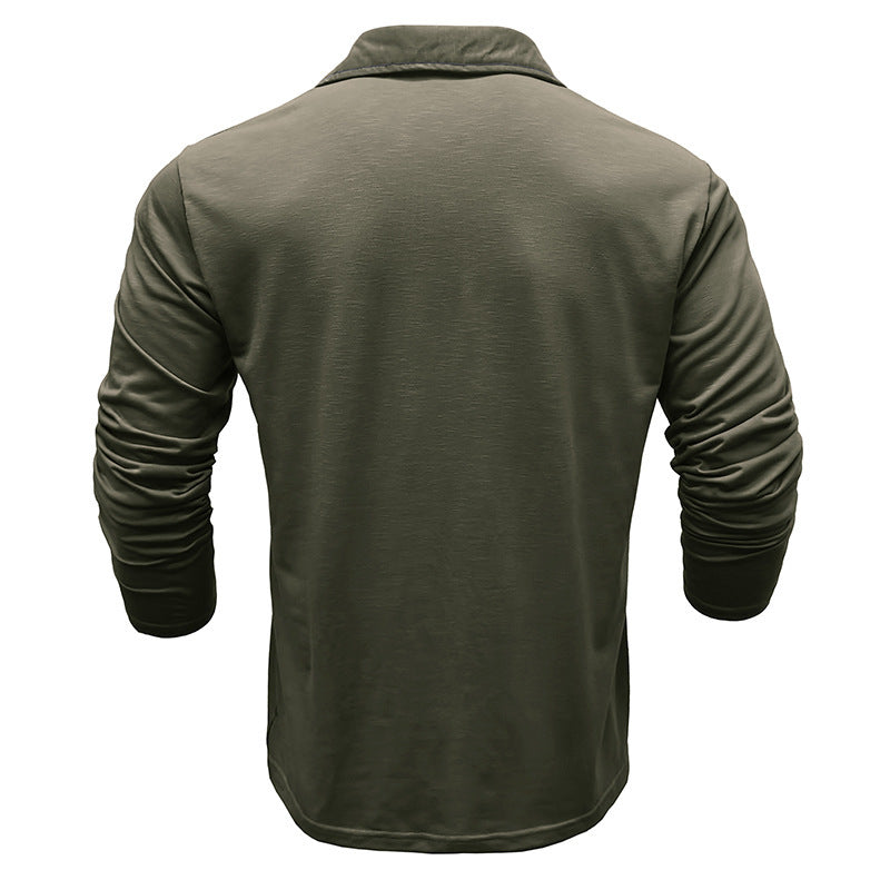 European And American Men's Henley Shirt Lapel T-shirt Top