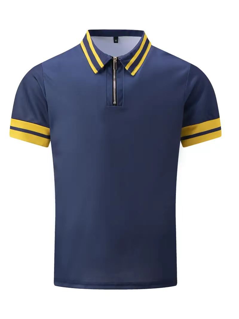 Zipper Stitching Men's Sports Polo Shirt