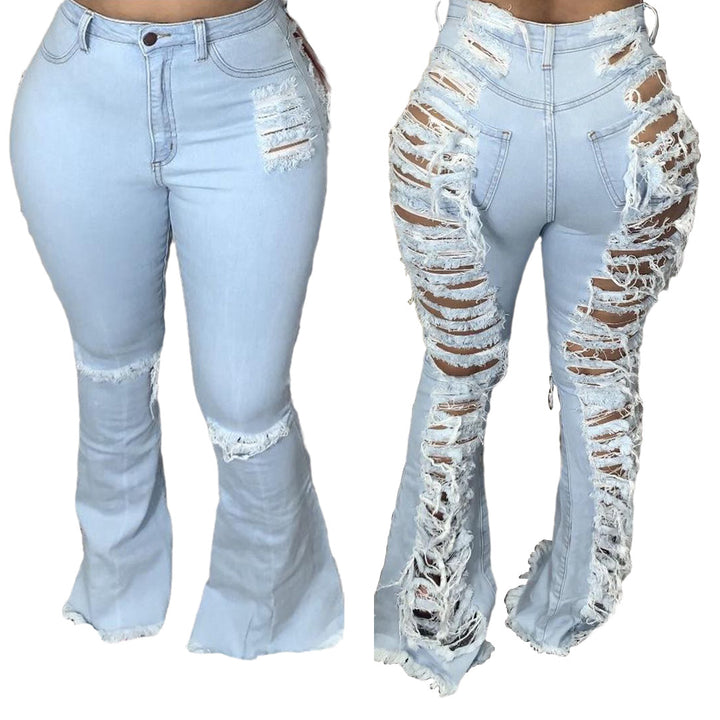 Fashion Trendy Unique Jeans Stretch Plus Size Bell-bottom Pants
