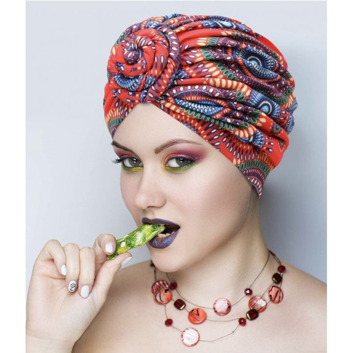 African pattern headwrap pre-tied bonnet