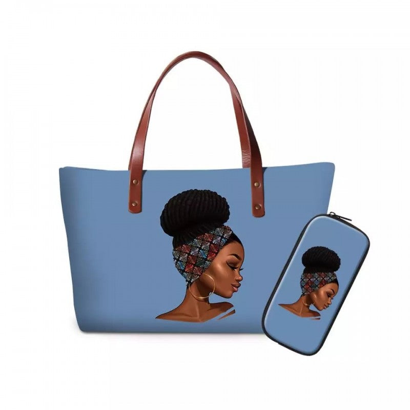 African print handbag blue