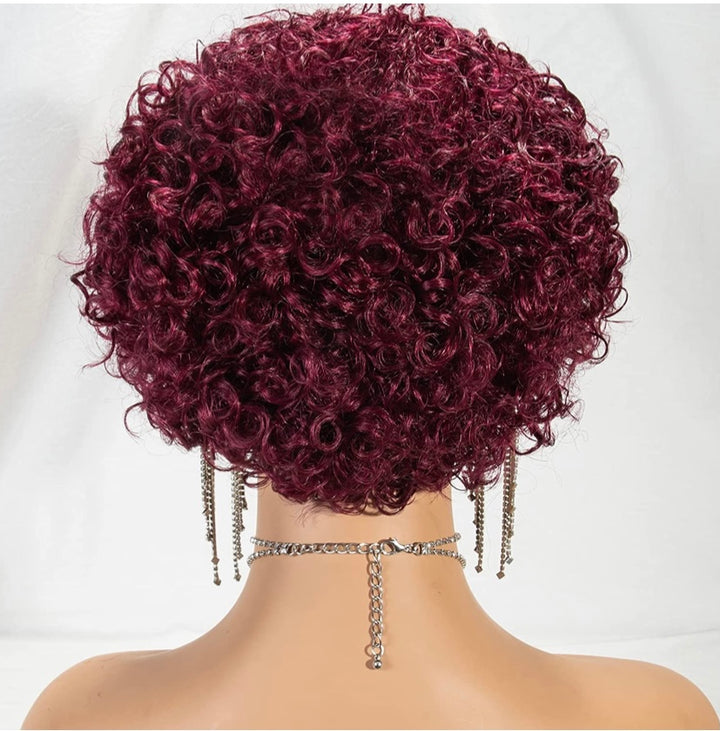 Short Curly Pixie Cut Hair Headband Wigs 180 Density Short Bob Human Hair Wig for Women