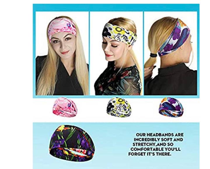 Headbands for Women, Bohemian Style Yoga Elastic Headwraps Head Wrap Hair Band 8 Pack