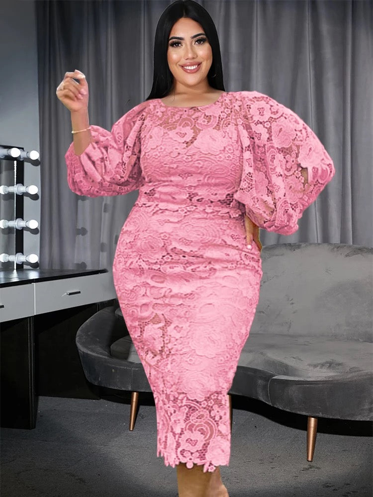 Pink Beautiful sexy lace dress