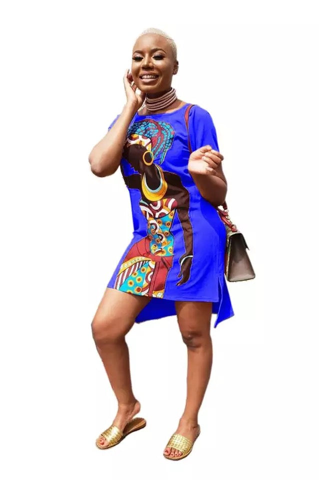 Sexy Short Sleeve Tunic African Print Dresses