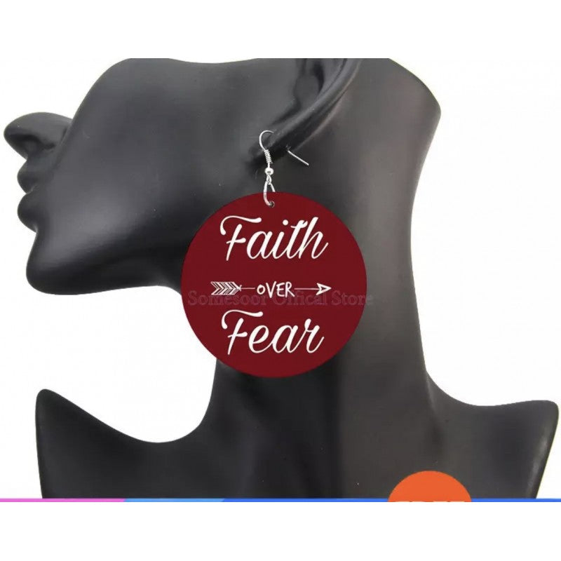 Drop Earrings Faith Over Fear Sayings