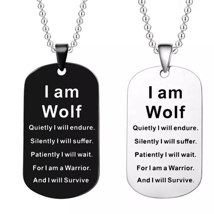 Fashion Wolf Pendant Necklace I am Wolf Fans Gift Dog Tag Jewelry Keychain