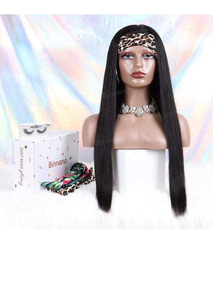 Headband Wig Straight Human Hair Wigs for Black Women - Brazilian Virgin Hair Straight Wig Headband