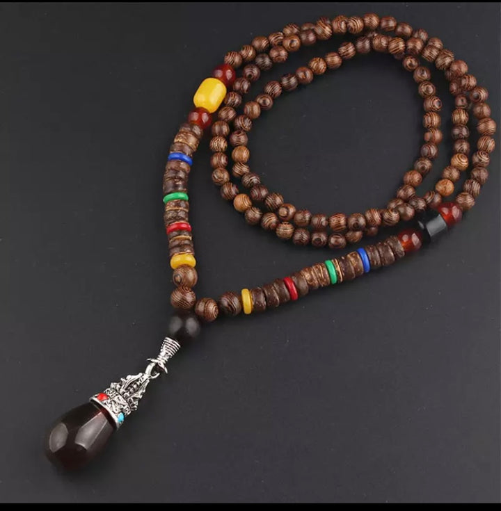 Ethnic Nepalese Lotus Horns Prayer Wheel Pendant Necklaces