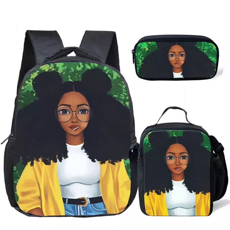 African girl backpack set