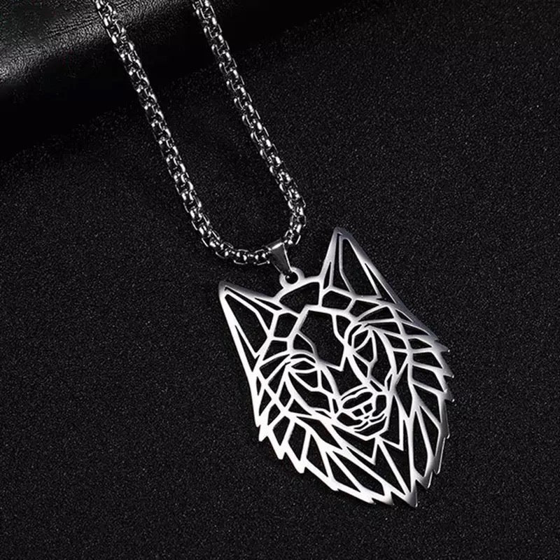 Wolf Necklace, Alpha Male Wolf Head Pendant, Wolf Jewelry Gift for Men and Women