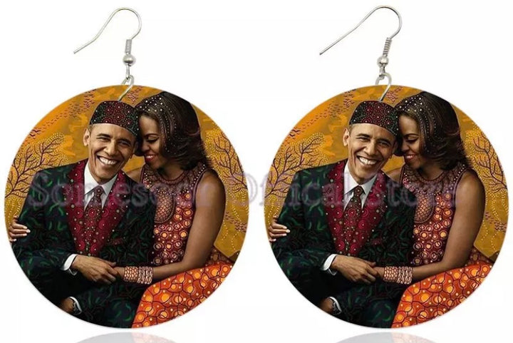 African heroes wooden earrings