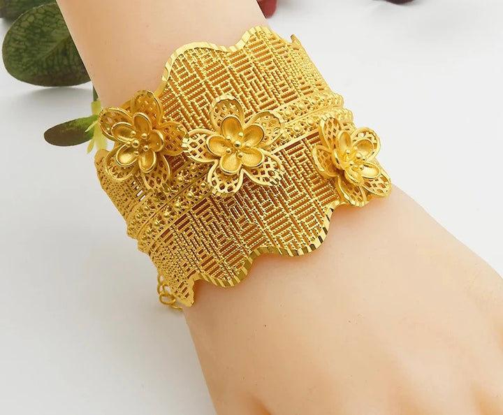 Designer cuff floral bracelet