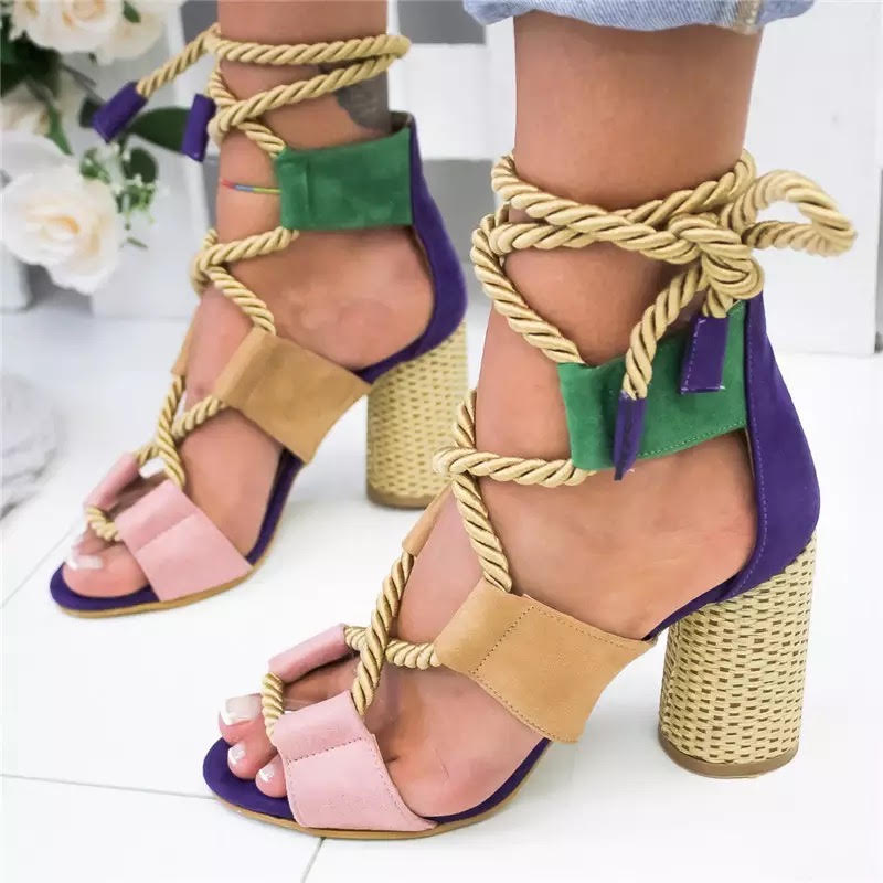 Women shoes sandals women 2020 new breathable wedges shoes woman high heels hollow lace-up sandals